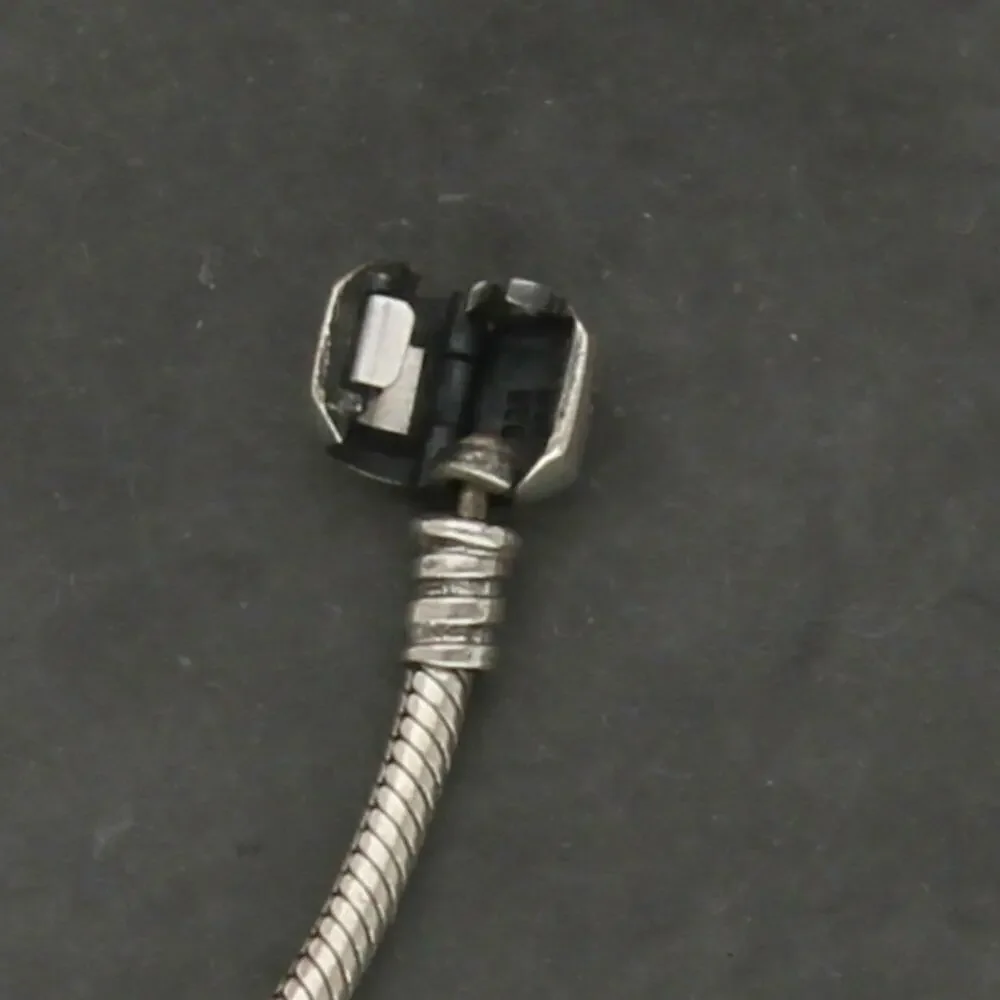 pandora sterling silver barrel clasp snake chain charm bracelet size 8in